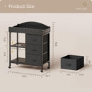 Changing Table Dresser, Baby Dresser with 3 Fabric Drawers and 2 Shelves, Multi-Functional Baby Changing Table with Pad, Classic Nursery Dresser, Diaper Changing Station for Nursery, Black by TinyTreasures Baby Boutique