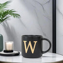 COLLECTIVE HOME - Monogram Ceramic Mugs, 15 oz Golden Initial Black Coffee Cups, Elegant Alphabet Tea Mugs, Elegant Personalized Mug with Gift Box, Unique Mug with Double Side Capital Lette (W) by CozyNest Decor