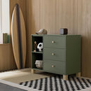 Storkcraft California 3 Drawer Combo Dresser (Olive with Driftwood) – GREENGUARD Gold Certified, Interlocking Drawer System, Pre-Installed Drawer Tracks for Easier Assembly, Spacious Cabinet by TinyTreasures Baby Boutique