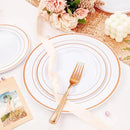 FLOWERCAT 60PCS Rose Gold Plastic Plates - Heavy Duty Rose Gold Plates Disposable for Party Wedding- Include 30PCS 10.25inch Dinner Plates and 30PCS 7.5inch Dessert Plates by CozyNest Decor