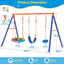 GIKPAL Swing Sets for Backyard, Outdoor Swing Set for Kids Ages 3-8, Outdoor Heavy-Duty Metal Swing Set with 2 Saucer Swings and a Double Ring Swing, 440 lbs Capability,Yellow-blue1,Medium,(YCQQJ01) by TinyTreasures Baby Boutique
