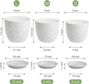 10/9/8 inch Medium Plant Pots, Set of 3 Modern Decorative Plastic Planters with Drainage Holes and Saucers for Garden House Plants, Flower Pots for Indoor Outdoor Plants, Speckled White by GreenHaven Gardens
