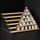 nianfeng Tiered Spice Rack, 6-Tier Spice Pantry Kitchen Cabinet Organizer, 19.9-Inch, Natural Wood Acrylic Stair Riser Stand, Countertop Seasoning Shelf by CozyNest Decor