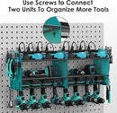 CCCEI Set Power Tool Organizer Wall Mount with Charging Station. Garage 4 Drill Storage Shelf with Hooks, Heavy Duty Metal Tool Battery Charger Organizer. Shop Utility Rack with Power Strip Navy Blue. by GreenHaven Gardens