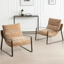 DUOMAY Mid-Century Accent Chairs Armchair Set of 2, Comfy Chenille Leisure Chairs Lazy Chairs with Brozen Metal Leg for Living Room Bedroom Office Apartment, Khaki by CozyNest Decor