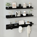 MBYD Floating Shelves for Wall, Nursery Floating Bookshelf for Kids Room, Black Wall Mount Book Shelves with Hooks for Living Room Bedroom Bathroom, 36 Inch Picture Ledge Kitchen Spice Rack Set of 3 by CozyNest Decor