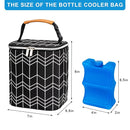 BreastMilk Cooler Bag with Ice Pack Fits 4 Baby Bottles Up to 9 Ounce, Baby Bottle Bag Fits for Nursing Mom Daycare, Black by TinyTreasures Baby Boutique