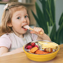 Nuogo 2 Pcs Stainless Steel Baby Suction Plates with Removable Silicone Shell 2-in-1 Metal Toddler Bowl Divided for Picky Eaters Kids Feeding Led Weaning Supplies, Dishwasher Safe (Yellow,Blue) by TinyTreasures Baby Boutique