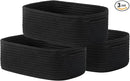 KALLAX Small Woven Basket, 12 x 8 x 4.5 Inches, Storage Basket for Organizing, Cute Small Rope Shelf Closet Cube Storage Bins Baskets for Shelves, Dog Toy Gift Baskets Empty, 3 Packs, Black by TinyTreasures Baby Boutique