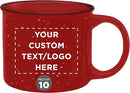 DISCOUNT PROMOS Custom Ceramic Campfire Coffee Mugs 13 oz. Set of 10, Personalized Bulk Pack - Perfect for Tea, Espresso, Cappuccino, Hot Cocoa - Red by TinyTreasures Baby Boutique