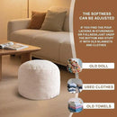 Round Stuffed Pouf Ottoman, Foot Stools Ottoman,Corduroy Poufs with Foam Chunk Filling, Furry and Fluffy Storage Ottomans, 20 X 15 Floor Poufs Foot Rest for Living Room by CozyNest Decor