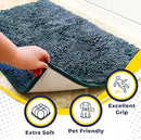 Muddy Mat® 4-Piece Atlantic Blue Medium 30"X19" AS-SEEN-ON-TV Highly Absorbent Microfiber Door Mat, Bath Mat and Pet Rug, Non Slip Thick Washable, Soft Chenille for Kitchen Bedroom Indoor and Outdoor by CozyNest Decor