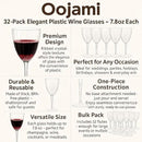Oojami Elegant Plastic Champagne Flutes - 32 PCS, 7.8oz Disposable & Reusable Wine Glasses - Perfect for Home, Parties, Weddings, Birthdays & Celebrations (32, Clear) by CozyNest Decor