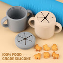 Snack Containers, Silicone Snack Cups for 6-12 Months Toddlers - Pack of 2 Food Grade Silicone Snack Cups with Grip Handle for Baby Led Weaning, Unbreakable (Sand/Natural) by TinyTreasures Baby Boutique