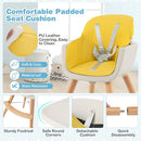 HONEY JOY High Chair, 3-in-1 Eat & Grow Wooden Highchair/Booster Seat/Toddler Chair with Removable Tray, 5-Point Harness, PU Cushion and Footrest for Baby, High Chair for Babies and Toddlers Yellow by TinyTreasures Baby Boutique