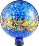 VOREEN 10-Inch Glass Gazing Ball, Outdoor Gazing Globe, Reflective Ball Yard Decoration for Homes, Patio, Lawn and Gardens, Gift for Mom Wife Friend, Phoenix Tail Design, Blue by CozyNest Decor