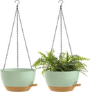 12 Inch Hanging Baskets 2 PC with Chains, Self-Watering Hanging Planters for Indoor Outdoor Plants, Plastic Hanging Flower Pots,Green Brown by GreenHaven Gardens