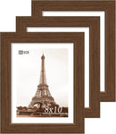 VCK 8x10 Frame Set of 3 - Brown, Wood Picture Frame with Exclusive Wood Grain, Wall Gallery Frame by CozyNest Decor