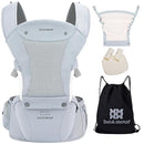 Bebamour Baby Carrier with Hip Seat,All-Position Breathable Mesh Hip Seat & Carrier 0-36Months with Head Hood, 3 PCS Teething Pads, Waist Extender,Storage Bag & Pacifier Case (Blue) by TinyTreasures Baby Boutique