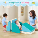 Lischwert Foam Climbing Blocks for Toddlers 1-3, 5pcs Foldable Soft Play Set with Crawling Exploration Toys - Indoor Infant Safe Blocks for Baby Gym & Toddler Playground - Blue by TinyTreasures Baby Boutique