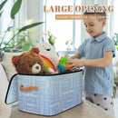 Custom Storage Basket with Name, Personalized Storage Bins with Zipper Lid, Foldable Fabric Storage Box Large capacity with Handle White Blue by TinyTreasures Baby Boutique