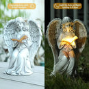 Angel Statue Outdoor Decor, Elegant Angel Garden Statues Reading Book with Solar LED Lights Yard Decorations Lawn Ornaments Figurines Resin Sculpture for Outside, Angel Gardening Gifts by CozyNest Decor