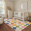 jinchan Area Rug 5x7 Kids Washable Indoor Floor Cover Non-Slip Modern Soft Rug Elementary School Classroom Colorful Diamond Carpet for Nursery Playroom Daycare Bedroom Living Room Circus on Cream by CozyNest Decor