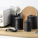 Nihow Food Storage Jar Sets: Ceramic Container with Air Tight Lid for Flour/Sugar/Rice/Coffee/Cookies/Candy - Seal Damp-proof Canister for The Kitchen - Set of 3 （Matte Black） by CozyNest Decor