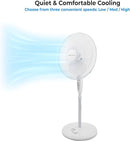 Comfort Zone 18-Inch Oscillating Pedestal Fan with Remote Control, 3-Speed Standing Fan with Adjustable Height (45–52”), Tilt, 4-Hour Timer & Auto Shutoff – Quiet Bedroom Fan, White by CozyNest Decor