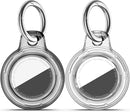 Upgrade Waterproof 2 Pack Airtags Holder with Apple Airtags Keychain, Hard PC Air Tag Case, Anti-Scratch & Shock Air tag Holder, Men's Women's Keyrings & Keychains-Clear Black+Clear White by TinyTreasures Baby Boutique