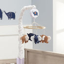 Lambs & Ivy Playful Elephant Blue/White Musical Baby Crib Mobile Soother Toy by TinyTreasures Baby Boutique