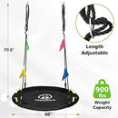 Tree Swing, 60 inch Larger Saucer Swing for Whole Family, 900lbs Weight Capacity, with Adjustable Hanging Straps, for Outdoor Backyard, Gifts for Kids, Black by GreenHaven Gardens