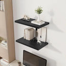 24" Floating Shelves for Wall, 12" Deep Slim Black Floating Shelves, Wall-Mounted Shelves for Bedroom, Living Room, Kitchen, Bathroom - Set of 2 by CozyNest Decor