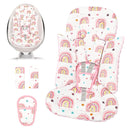 Infant Car Seat Insert with 3 Strap Covers, 3 in 1 Reversible Rainbow Baby Car Seat Head Support for Newborn, Baby Girl Newborn Essentials for Preemie to Infant, Stroller, Swing, Bouncer (Pink) by TinyTreasures Baby Boutique