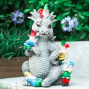Dragon Gnome Statues Outdoor Decor, 13” Dinosaur Play with Gnomes Garden Statue, Outdoor Statue for All Season Lawn Decor, Garden Decoration, Gardening Gift by CozyNest Decor