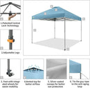 CROWN SHADES Adjustable Height on The Fly, 10x10 Pop Up Canopy - Beach Tent with One Push Setup - Easy Outdoor Sun Shade for Events, Parties, Camping - Outside Shade with STO-N-Go Bag, Cyan Blue by GreenHaven Gardens