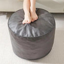 HIGOGOGO Round Stuffed Pouf Ottoman, Pu Leather Poufs with Foam Chunk Filling, Furry and Fluffy Pouf Foot Stool Storage Ottoman, 20 X 15 Floor Poufs Foot Rest for Living Room, Grey by CozyNest Decor