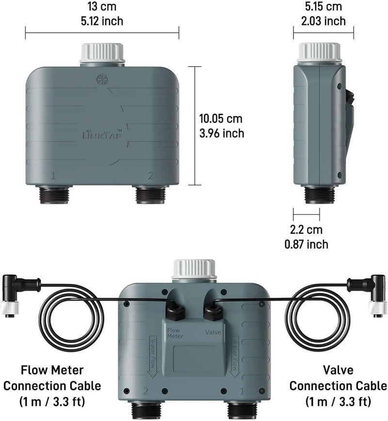 LinkTap T1 Smart Water Timer (Requires Gateway), 2-Outlet Sprinkler Timer, Ideal for Drip Irrigation, Weather Adaptive, Advanced Flow Monitoring, Better Range Than WiFi, IP66, Alexa, photo 5 of 6