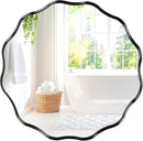Fabuady Black Round Wavy Edge Mirror - 30'' Circle Wall Mirror with Metal Frame, Decorative Hanging/Leaning Mirror for Bathroom, Bedroom, Living Room, Hallway, Entryway, Office, Home Decor by CozyNest Decor