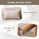 INZOY Mid Century Modern Accent Chair with High Back, Upholstered Living Room Chairs with Waist Cushion, Wood Frame Reading Armchair for Bedroom Sunroom, Beige by CozyNest Decor