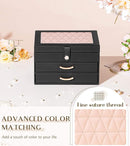 Black Jewelry Box Organizer: Home Decor for Women - 2-Drawer Holder for Valentine’s Day Birthday Christmas Black Pink by TinyTreasures Baby Boutique