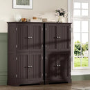 ChooChoo Bathroom Floor Cabinet, Modern Bathroom Storage Cabinet with 4 Doors and Adjustable Shelves, Freestanding Cupboard for Living Room, Espresso by CozyNest Decor