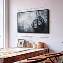 ElephantStock Boxing Gloves Wall Art - Horizontal Framed Canvas - 1-Piece Living Room Wall Decor - Photography Sports Canvas Print - Black and Gray Decor for Wall - 31" X 21" by CozyNest Decor