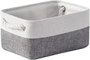 TheWarmHome Organization and Storage Basket for Shelves - 12x8x5.2 inch 1 Pack Fabric Storage Cubes, Collapsible Storage Bins for Closet Organizer Gift Cloth Toy (White & Grey) by TinyTreasures Baby Boutique