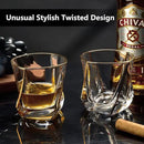 Crystal Whiskey Glasses Set of 2 with 24K Gold Rim,Bar Glasses,Twisted Whiskey Glass Gold Collection for Bourbon,Scotch and Wine,Rock Barware for Men Gift - 8oz by CozyNest Decor