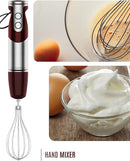 MegaWise Pro Titanium Reinforced 3-in-1 Immersion Corded Hand Blender, Powerful MOTOR with 80% Sharper Blades, 12-Speed Corded Blender, IncludingWhisk and Milk Frother (3-in 1 Red) by TinyTreasures Baby Boutique