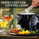 Ice Bucket with Lid, Scoop, Tongs and Strainer - Well Made Insulated Stainless Steel Keep Ice Frozen Longer - Ideal for Cocktail Bar, Parties, Chilling Wine, Champagne - 3 Liter (Black Marble) by CozyNest Decor