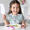 Bumkins Toddler Utensils, Kids Size Fork and Spoon Set, Silicone and Stainless-Steel Training Silverware, Angled Fork / Spork for Self-Feeding, Children Learning to Eat, 18 Mos Up, Hello Kitty Pink by TinyTreasures Baby Boutique