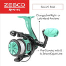 Zebco Rambler Fishing Reel and Rod Combo, Durable Fiberglass Rod with Built-in Carabiner, Patented No-Tangle Reel, Pre-Spooled with 8-Pound Zebco Fishing Line by TinyTreasures Baby Boutique