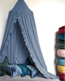 Bed Canopy with Frills Reading Nook Game Tent for Kids Boho Hanging Net Play Room Decor(Blue) by TinyTreasures Baby Boutique